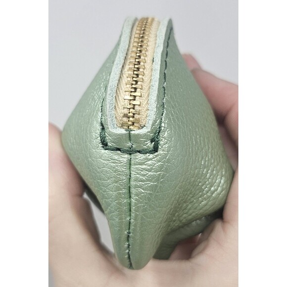 Portland Leather Goods Mini Fortune Cookie Coin Pouch Mint Metallic Green NWOT - Picture 4 of 10
